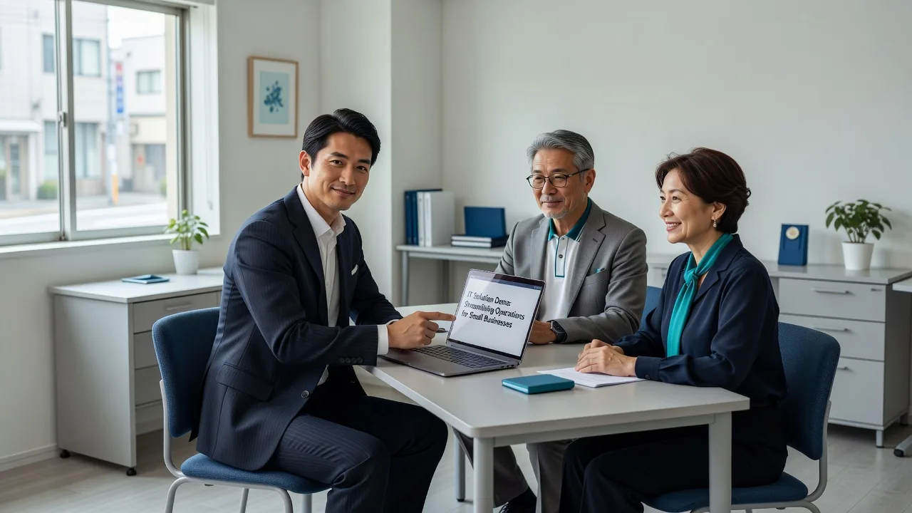 中小企業の担当者とIT環境について相談する様子